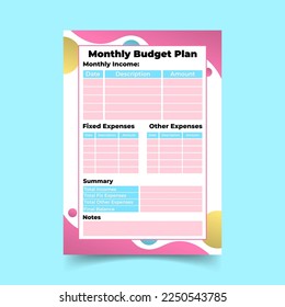 plantilla de plan presupuestario mensual, plan de ingresos mensuales