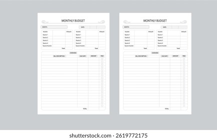 MONTHLY BUDGET PLANNER DESIGN LAYOUT