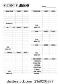 Monthly Budget Planner Printable, Monthly Bills Tracker