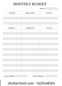 Monthly Budget Planner Printable , Vector