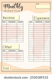 Monthly Budget Planner Template, Finance Tracker