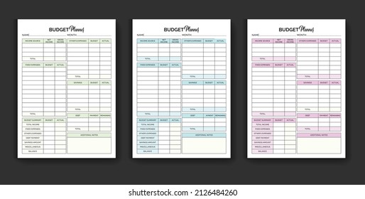 monthly budget planner template set printable budget planner template