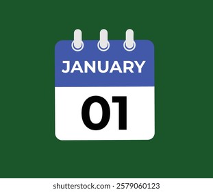 Monthly button  january 1 calendar, tear-off calendar animation for january 1 banner Illustration isolated vector sign symbol

