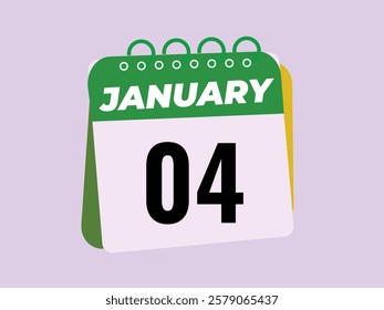 Monthly button  january 4 calendar, tear-off calendar animation for january 4 banner Illustration isolated vector sign symbol
