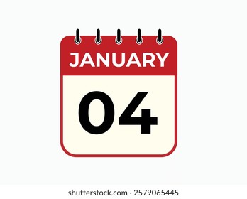 Monthly button  january 4 calendar, tear-off calendar animation for january 4 banner Illustration isolated vector sign symbol
