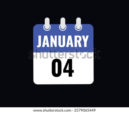 Monthly button  january 4 calendar, tear-off calendar animation for january 4 banner Illustration isolated vector sign symbol
