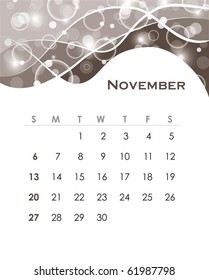 Monthly calendar for 2011 in editable vector format