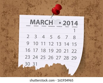 Calendario mensual para el vector 2014