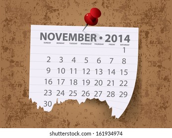 Monthly Calendar for 2014 vector