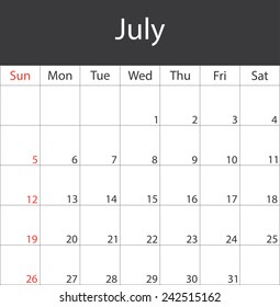 Monthly calendar 2015