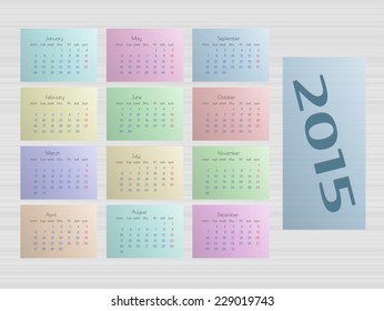 monthly calendar 2015 on gray background, vector