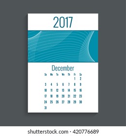 Monthly calendar for 2017. 