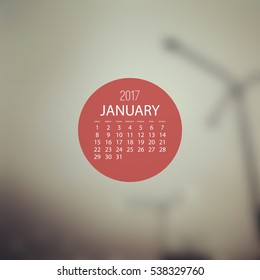 Monthly Calendar 2017, January - Vector Illustration Design