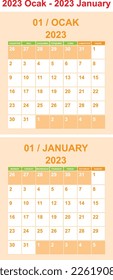 Monthly calendar for 2023 year.