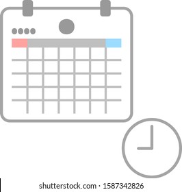 Monthly calendar and a clock icons