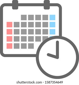 Monthly calendar and a clock icons