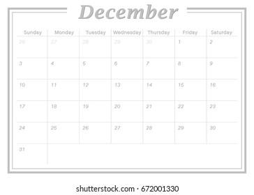 Monthly Calendar December 2017