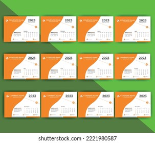 Monthly calendar design template for 2023 year.