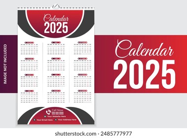 Monatliche Kalenderdesign-Vorlage für 2025 Jahr