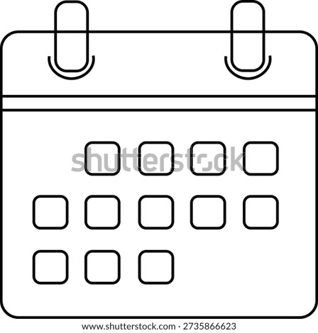 Monthly Calendar Grid Icon Date Planner and Scheduling Interface Element for Appointment Management and Time Allocation