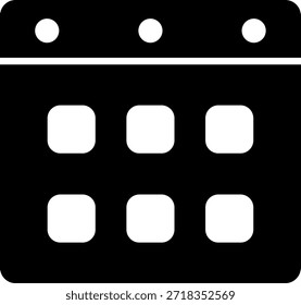 Icono de cuadrícula de calendario mensual con encabezado