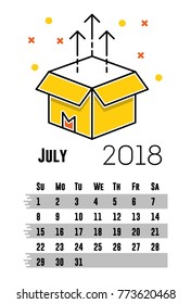 Monthly Calendar July 2018