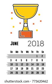 Monthly Calendar June 2018