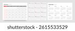 Monthly calendar layout for 2026 year. Diary planner for 2026 year. Week Starts on Sunday. 