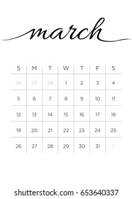Monthly Calendar March 2017