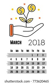 Monthly Calendar March 2018