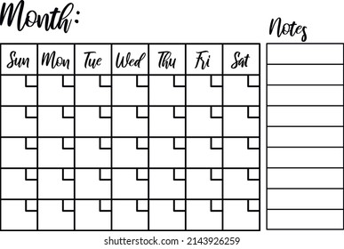 Monthly Calendar Month isolated Vector 