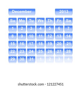 Monthly calendar for New Year 2013. December.