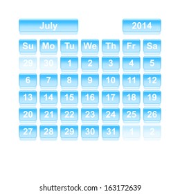 Monthly calendar for New Year 2014. July.