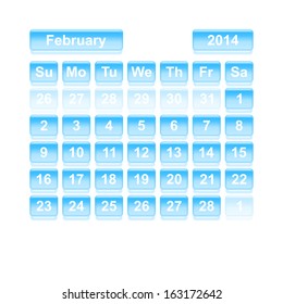 Monthly calendar for New Year 2014. February.
