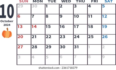 Monthly calendar for October 2024