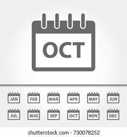 Monthly Calendar October Single Icon Vector Illustration