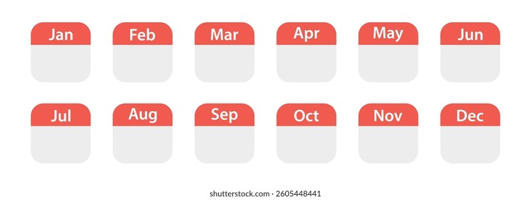 Monthly Calendar Planner. Calendar months. Every month of the year. Calendar vector icons. Calendar symbols.
