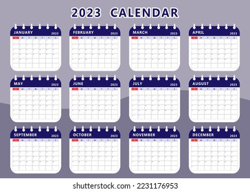 Monthly calendar planner template of year 2023. Design images.