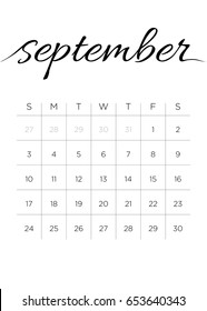 Monatlicher Kalender September 2017