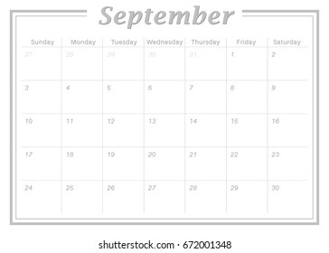Monthly Calendar September 2017