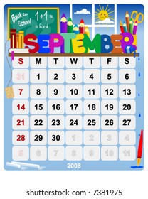 Monthly calendar September - Vector file contains separate layers: US Style, start on Sunday + Europe Style, start in Monday.