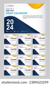 Monthly calendar set template for 2024 year. vector illustration