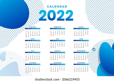 Monthly calendar template for 2022 year. Week Starts on Sunday. Wall calendar in a minimalist style.