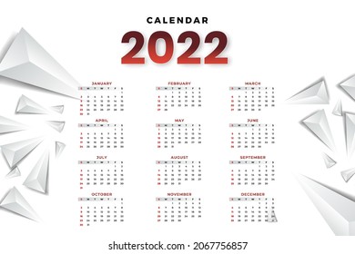 Monthly calendar template for 2022 year. Week Starts on Sunday. Wall calendar in a minimalist style.