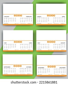 Monthly calendar template for 2023 year