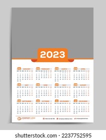 Monthly calendar template for 2023 year | Wall calendar in a minimalist style | 2023 Calendar royalty-free images