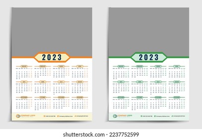 Monthly calendar template for 2023 year | Wall calendar in a minimalist style | 2023 Calendar royalty-free images