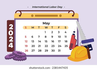 Monthly calendar template for 2024 year. Calendar concept. Colored flat vector illustration isolated.