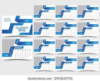 Monthly calendar template for 2025 year, Wall calendar in a minimalist style.