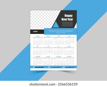 Monthly calendar template for 2025 year. Desk calendar in a minimalist style, clean, and elegant design Calendar for 2025.